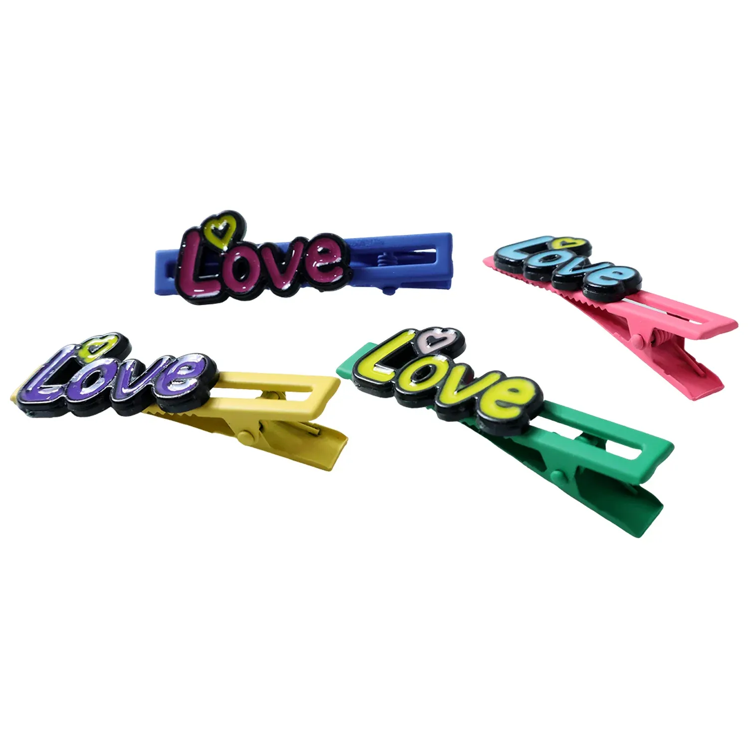 Decorative Hair Clip Set – Stylish Text Design, Pack of 4 - Detailed Feature View 4