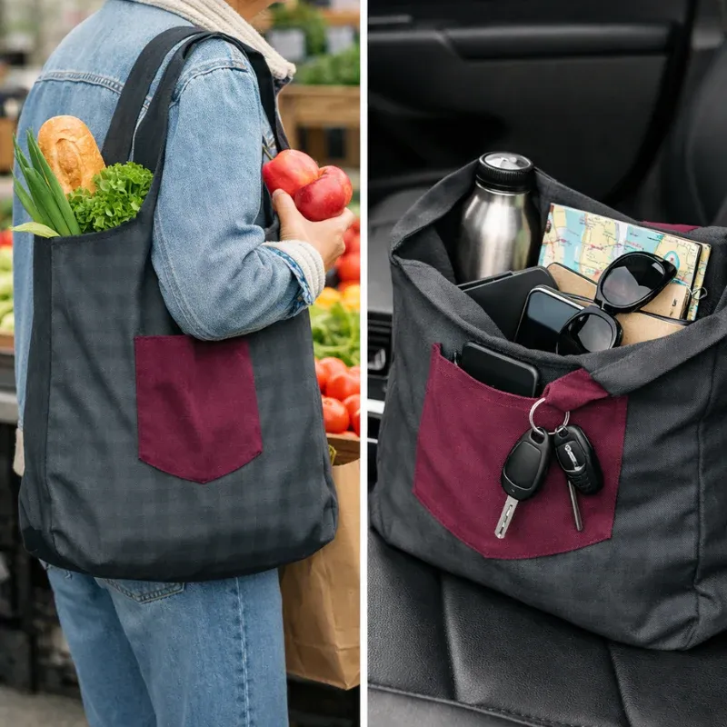 Heavy Cotton Tote Bag | Large Capacity Reusable Shoulder Bag for Shopping & Daily Use (Random Print-Pack of 1) - Detailed Feature View 6