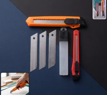 Professional Utility Knife Cutter Set with Extra Snap Off Blades (1 Set)