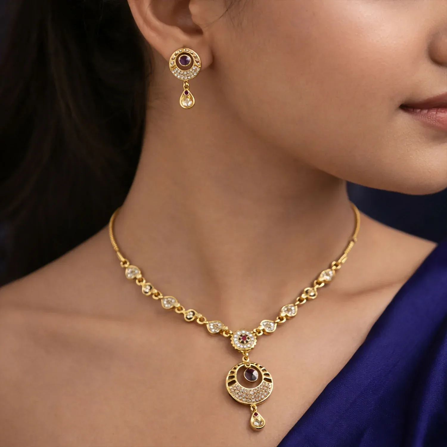Premium Vintage Royal Inspired Necklace Set – Elegant Traditional Design - Buy Online at Alikart