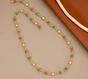 Gold-Toned Pave AD Tassel Mala – Elegant Choker Necklace