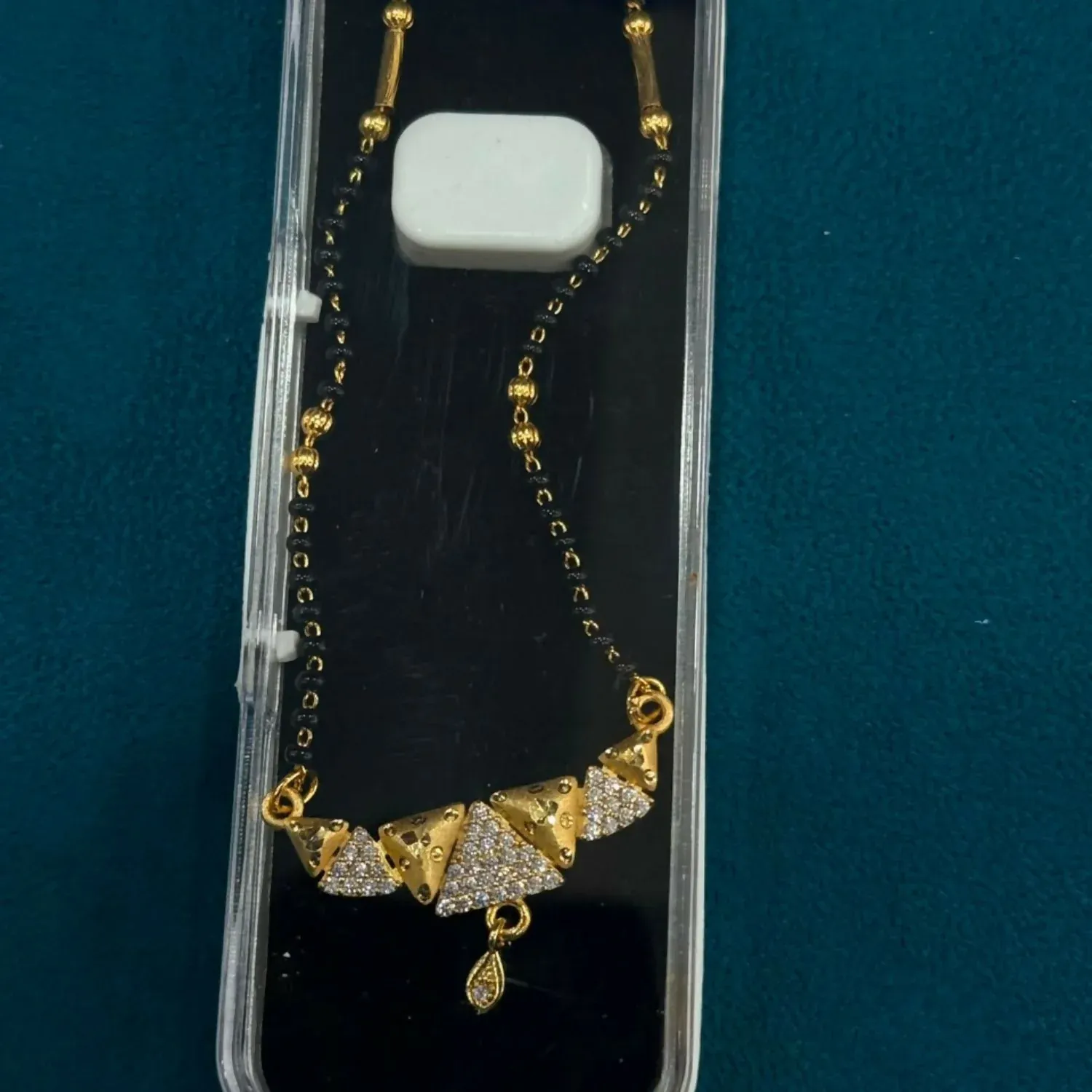 Gold Plated Pendant Short Mangalsutra for Modern Women - Detailed Feature View 3