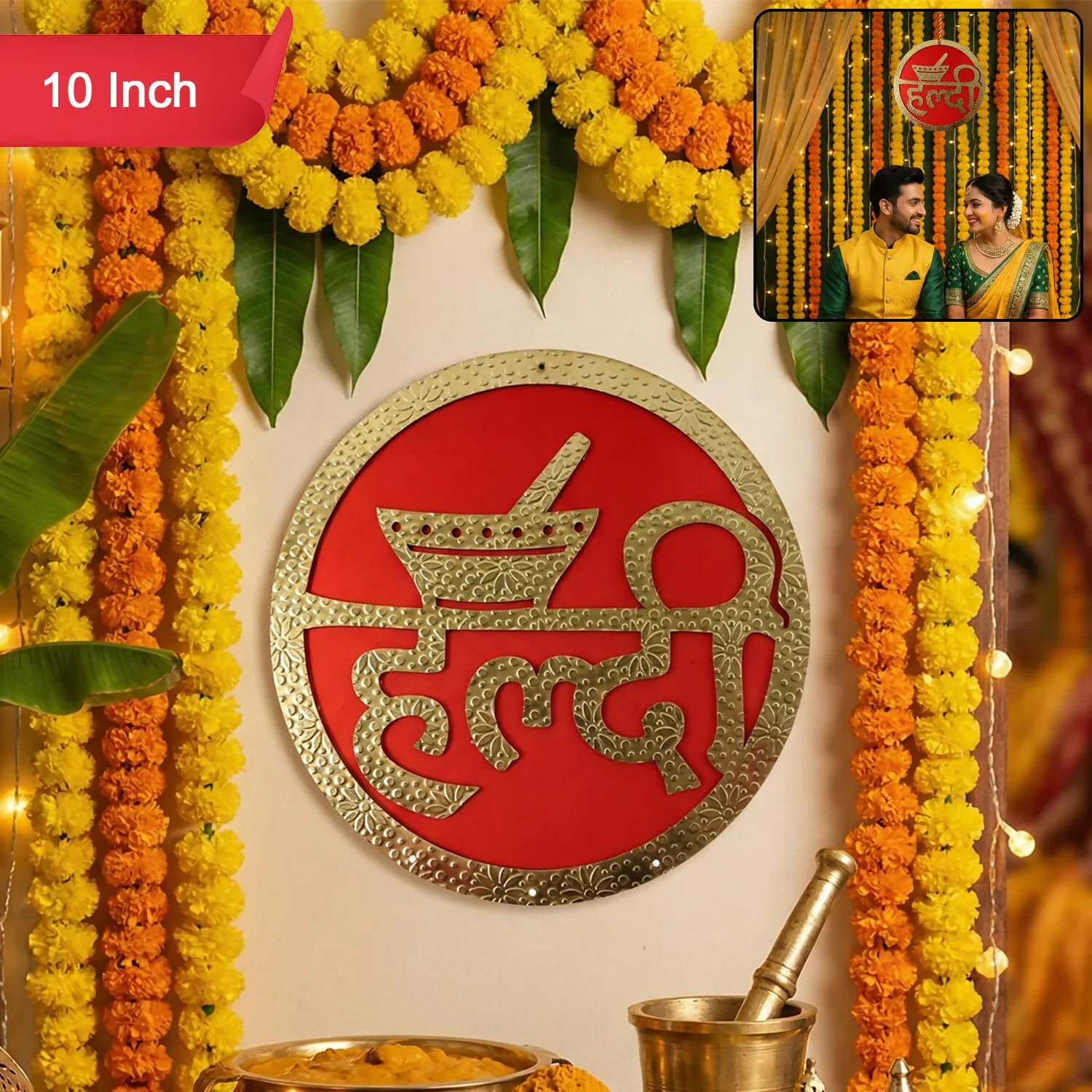 Haldi Ceremony Wall Hanging – Bright Festive Wedding Decor - Detailed Feature View 7