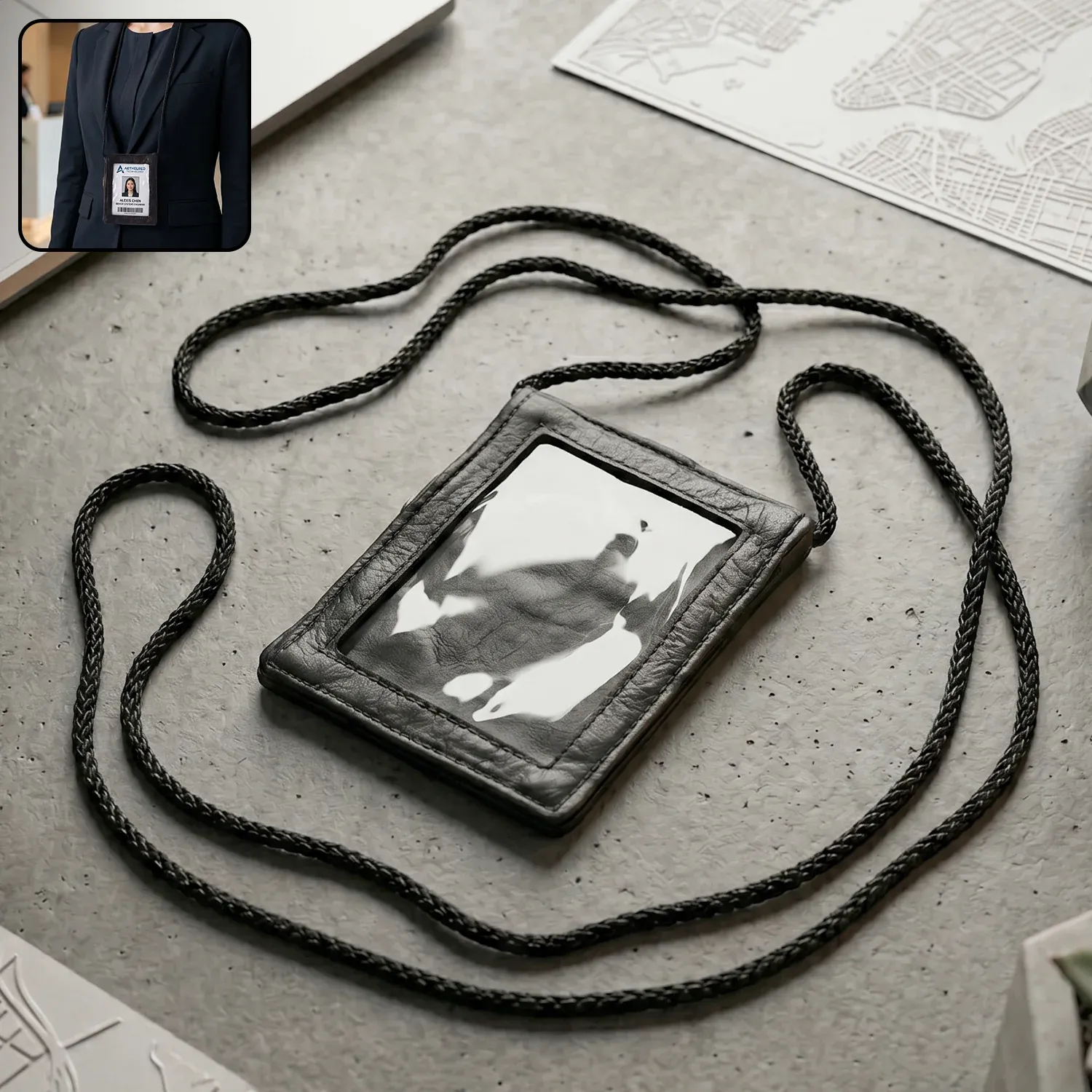 Premium Leather Neck Wallet – Convenient ID & Card Holder with Lanyard - Buy Online at Alikart