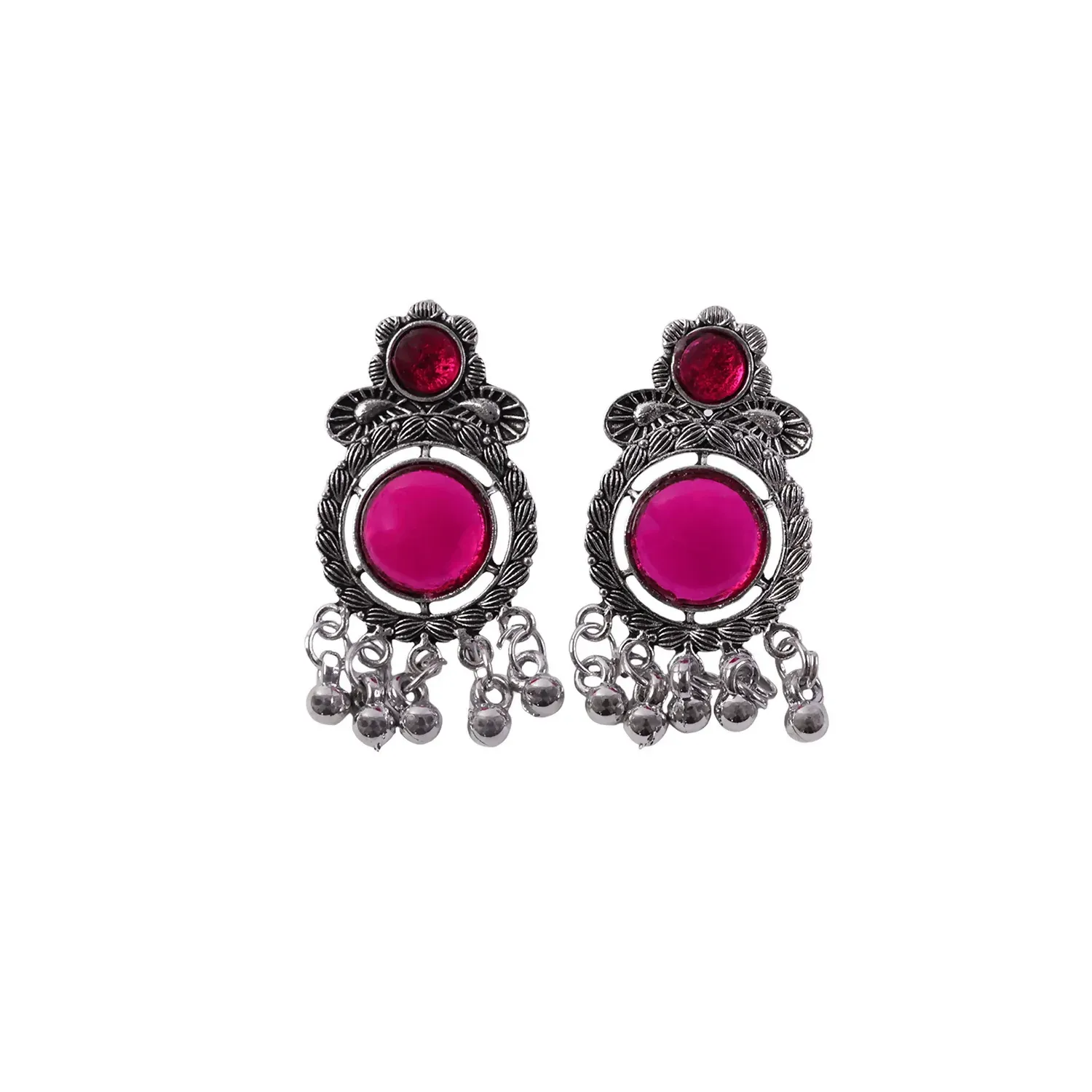 Oxidized Silver Jhumka Earrings – Elegant Traditional Design - Detailed Feature View 4