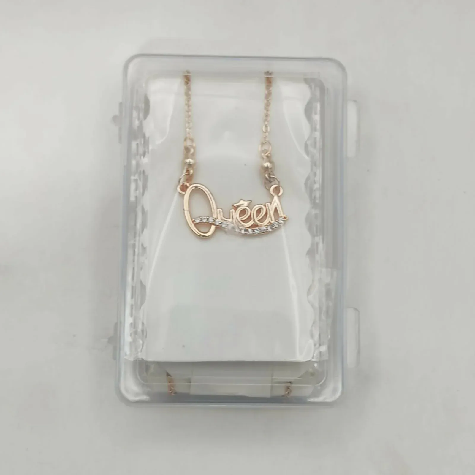 Queen Pendant Necklace Rose Gold Plated – Elegant Crystal Accent - Detailed Feature View 3
