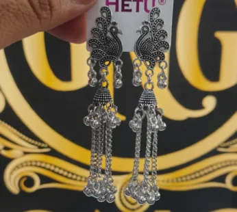 Oxidised Peacock Jhumka Earrings – Elegant Traditional Jewelry
