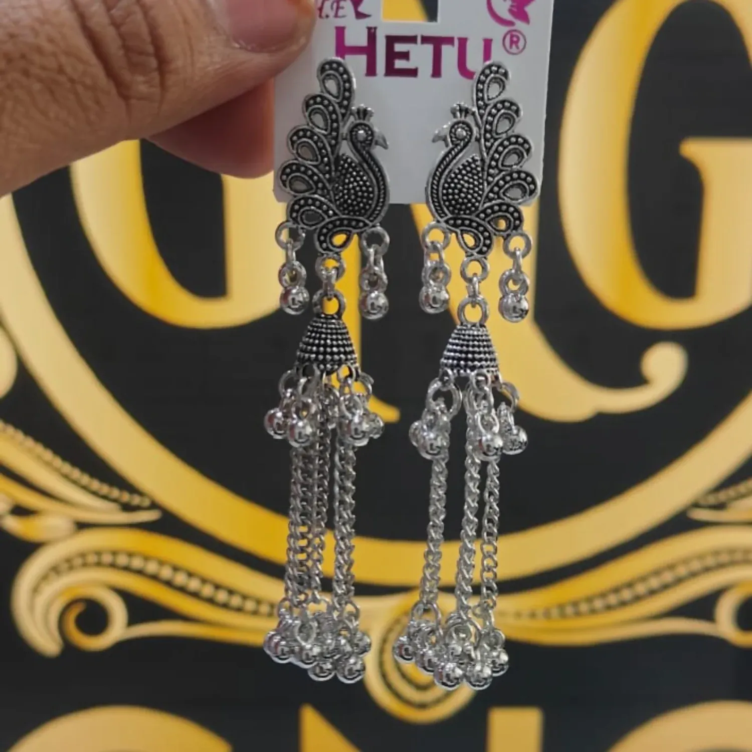 Premium Oxidised Peacock Jhumka Earrings – Elegant Traditional Jewelry - Buy Online at Alikart