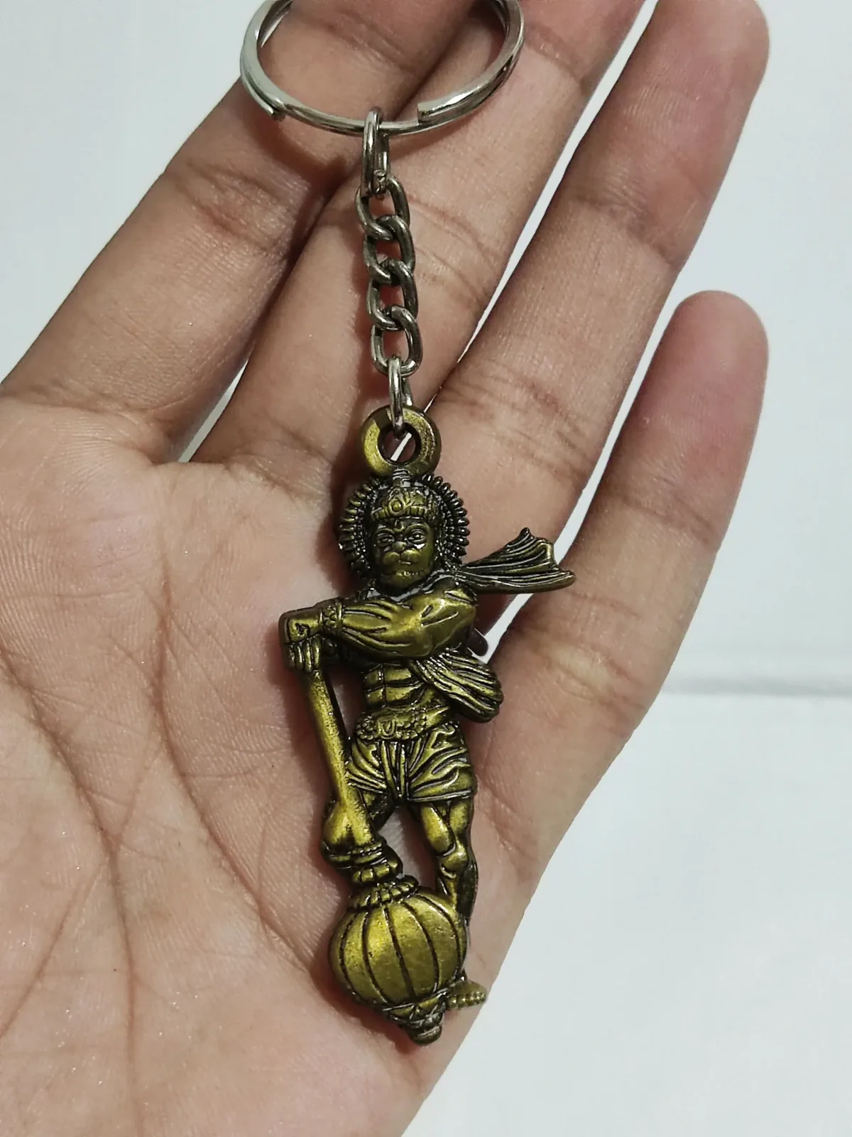 Hanuman with Gada Keychain | Strong Metal Keyring for Devotees & Gifts - Detailed Feature View 6