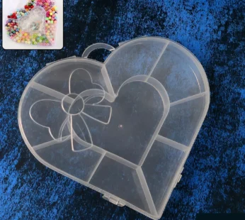 Heart-Shaped Plastic Bead Storage Organizer – 10 Adjustable Compartments