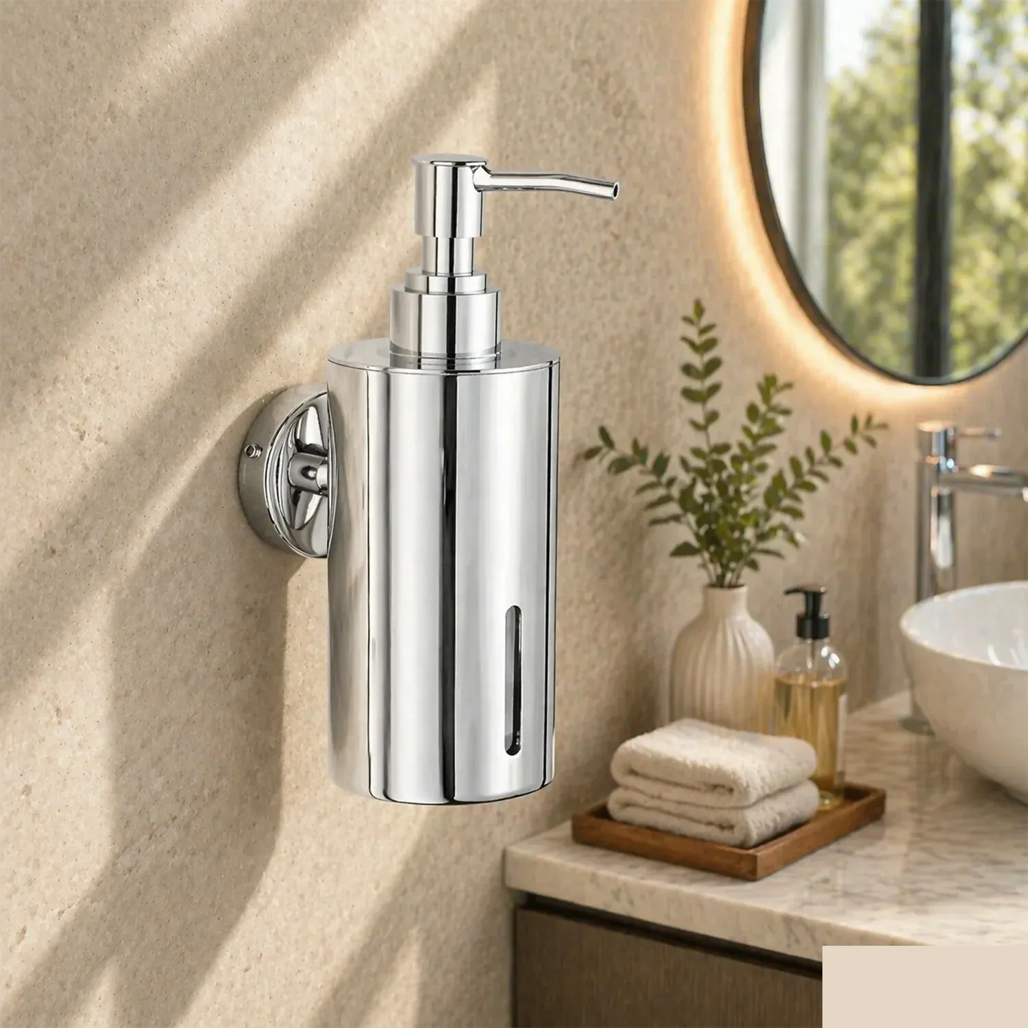 Stainless Steel Wall-Mounted Liquid Soap Dispenser – Modern & Durable - Detailed Feature View 2