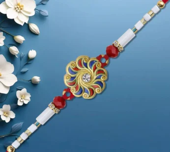 Blue Red Swirl Rakhi – Handcrafted Comfort for Brother