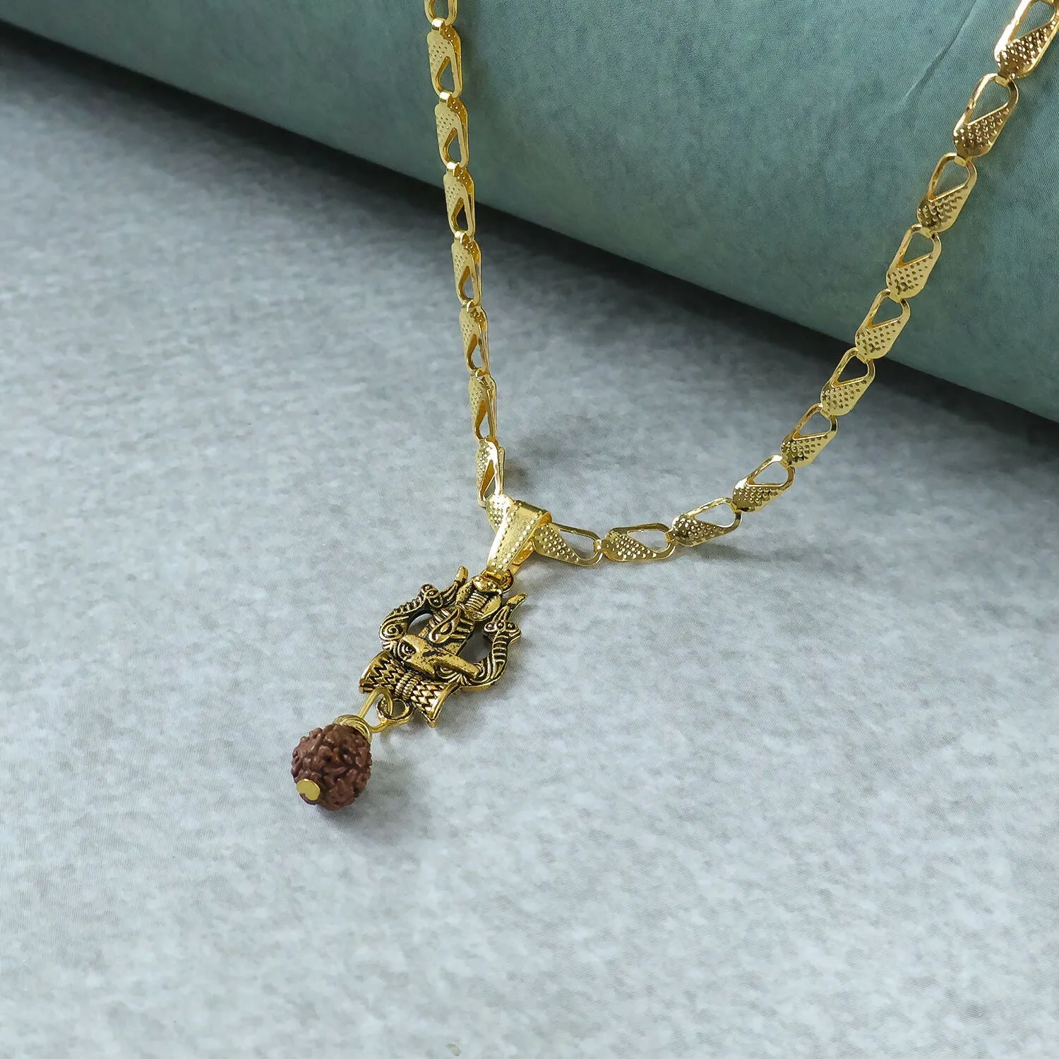 Premium Trishul Shivling Pendant Necklace – Gold Plated with Rudraksha Drop - Buy Online at Alikart