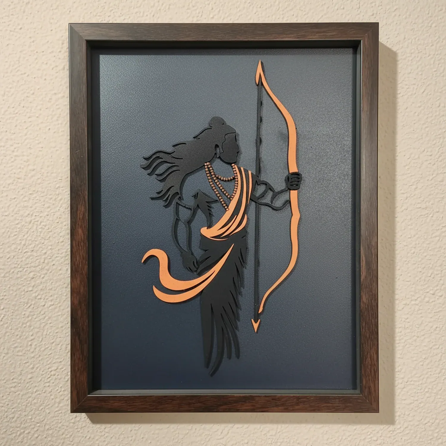 Lord Ram Wall Art – Handcrafted Multi-Layer 3D Wooden Frame - Detailed Feature View 3