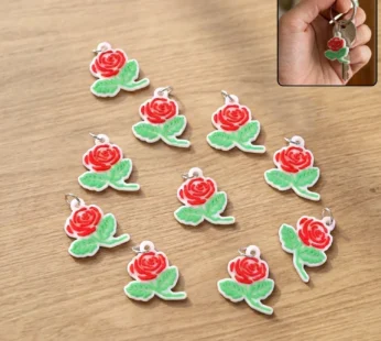 Rose Flower Design Bag Charm Keychain Set – Elegant Floral Accessory