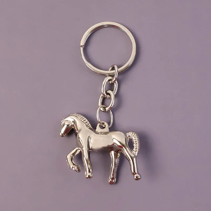 Horse Shape Keychain – Elegant Metallic Shine Accessory - Detailed Feature View 1