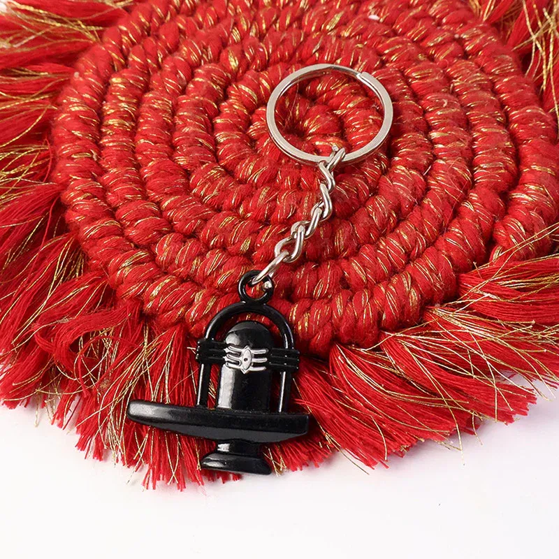 Premium Shivling Metal Keychain – Elegant Black Finish with Sacred Markings - Buy Online at Alikart