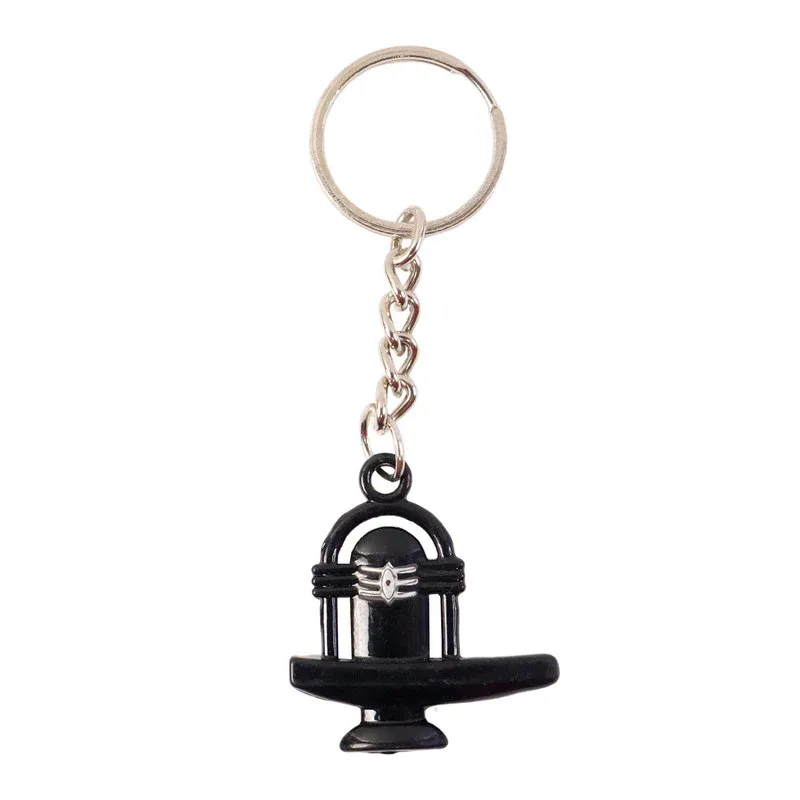 Shivling Metal Keychain – Elegant Black Finish with Sacred Markings - Detailed Feature View 4