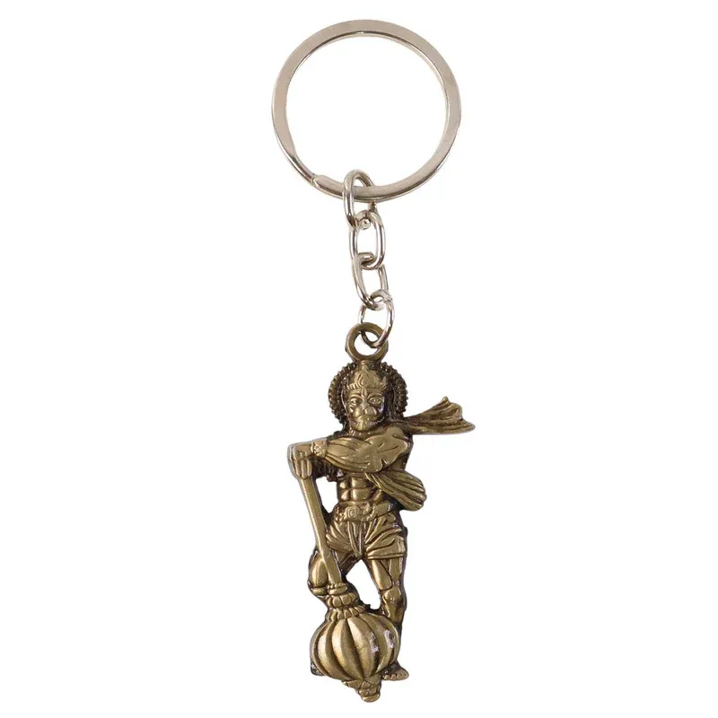 Hanuman Ji Keychain with Gada – Antique Finish Devotional Charm - Detailed Feature View 5