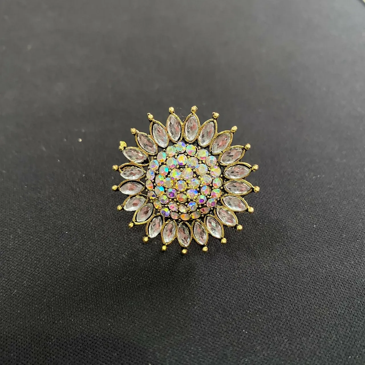Pearl Kundan Floral Statement Ring – Elegant Gold Plated Design for Women - Detailed Feature View 3