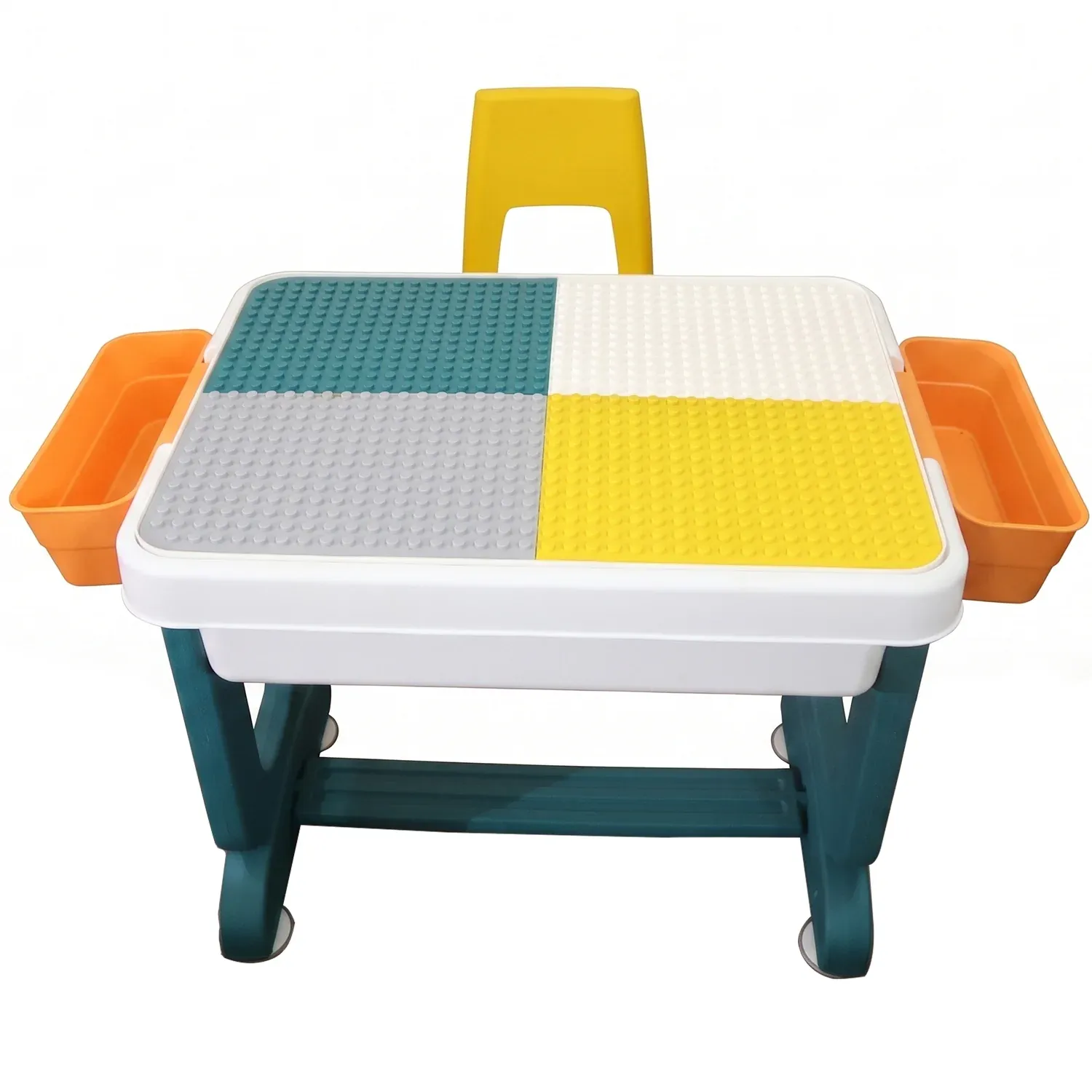 Kids Building Block Activity Table and Chair Set with Storage Bins (2 Pc Set) - Detailed Feature View 4