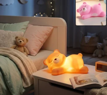 Sleeping Bear LED Night Light – Cute Silicone Kids Lamp