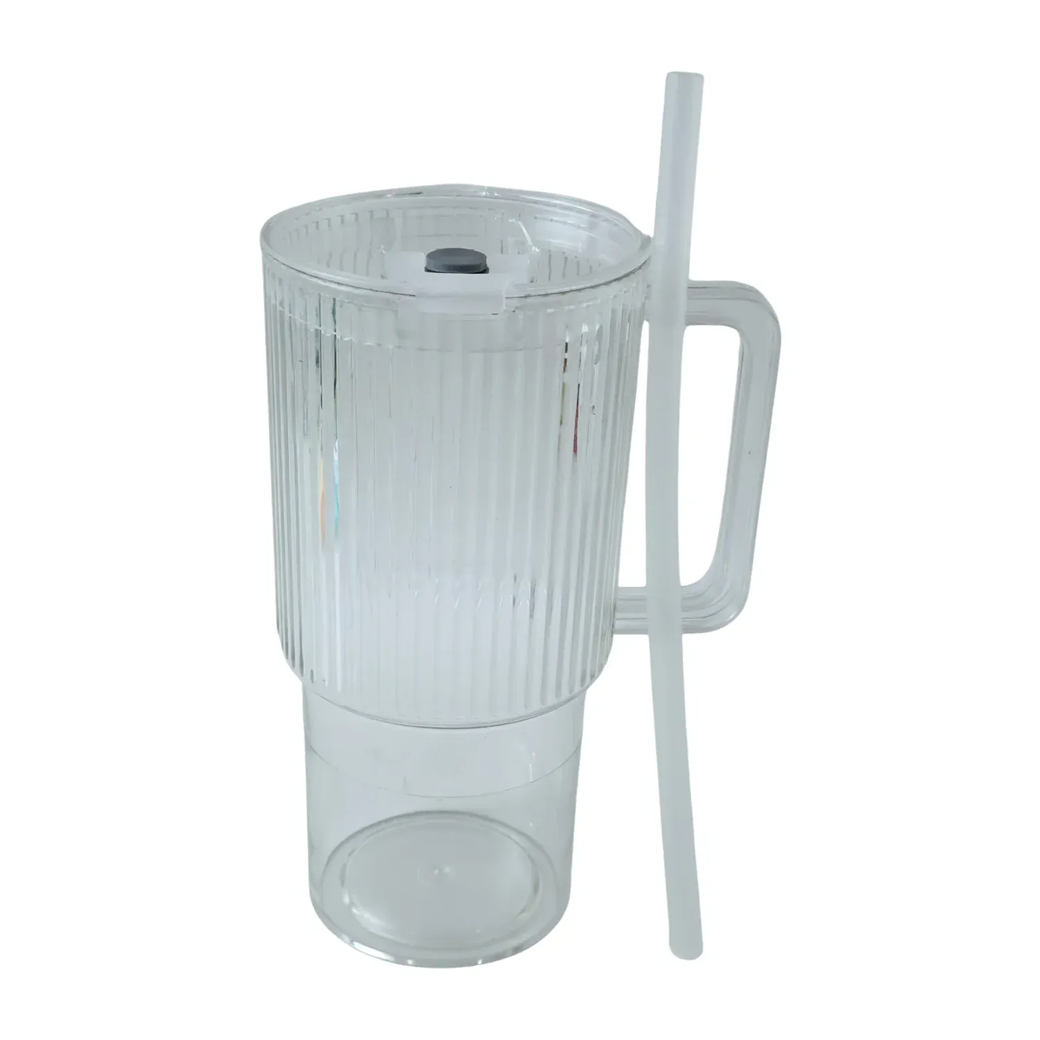 Kids Tumbler 900ml with Handle Lid and Straw Ribbed Water Sipper Cu... - Detailed Feature View 4