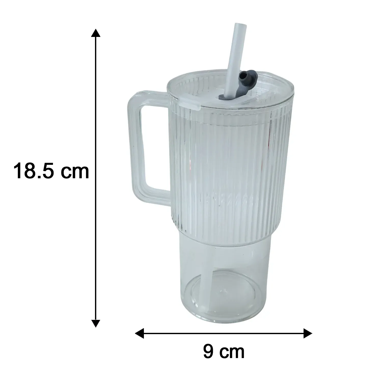 Kids Tumbler 900ml with Handle Lid and Straw Ribbed Water Sipper Cu... - Detailed Feature View 5