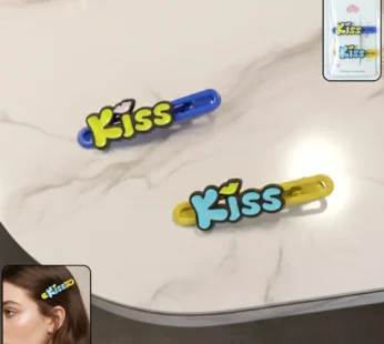 Kiss Text Hair Clip Set – Cute & Playful 2-Piece Snap Clips