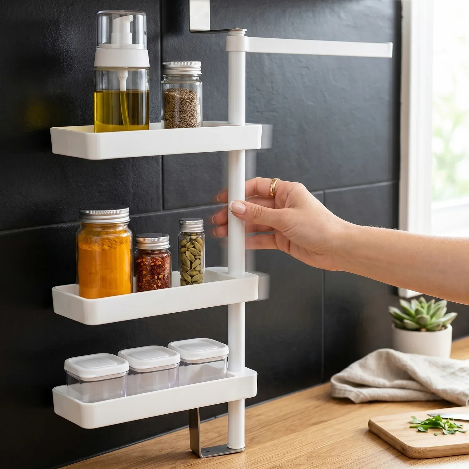 Rotating Storage Rack – 4-Tier Multipurpose Organizer - Detailed Feature View 2