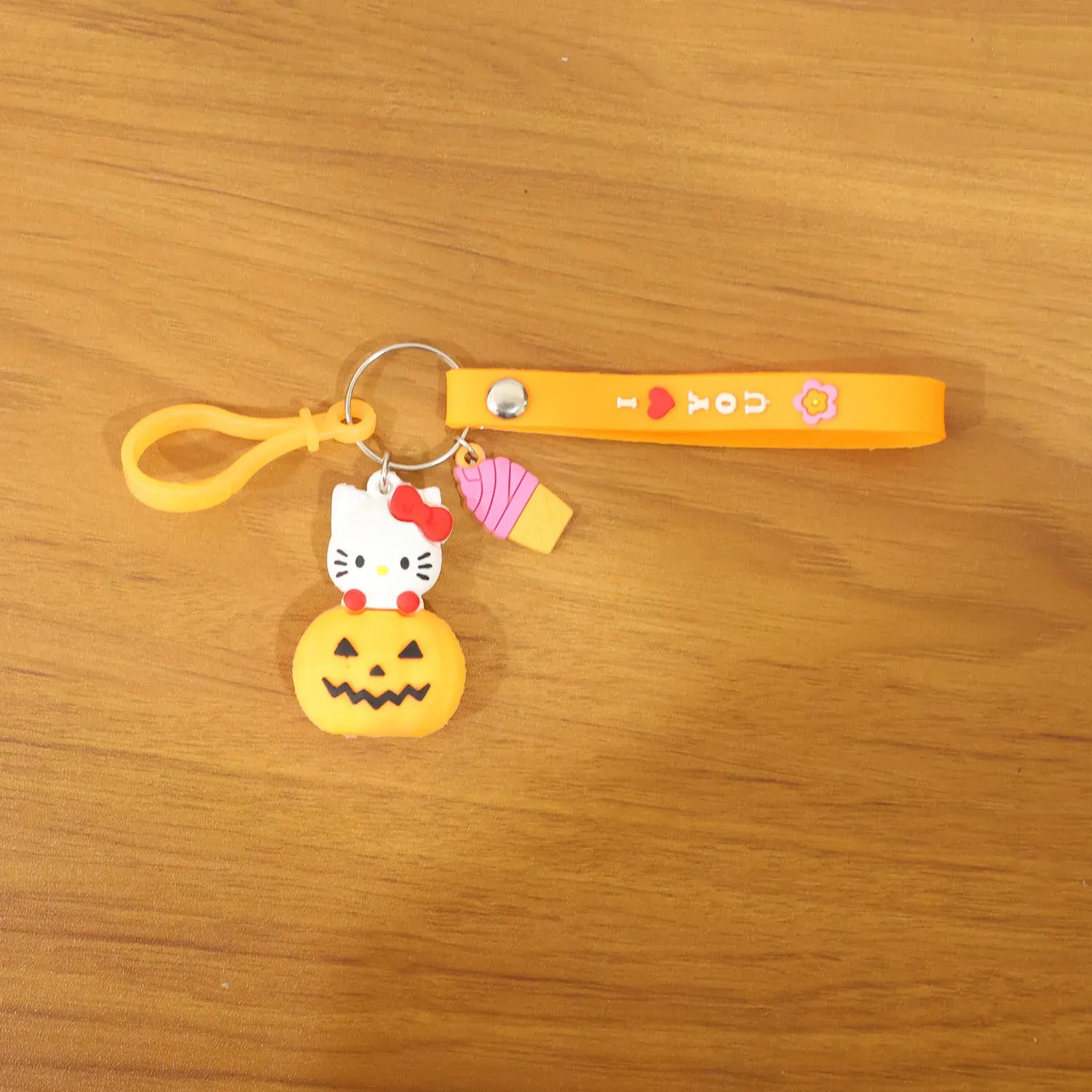 Kitty Pumpkin Keychain, Cute Cartoon Bag Charm Accessory - Detailed Feature View 7