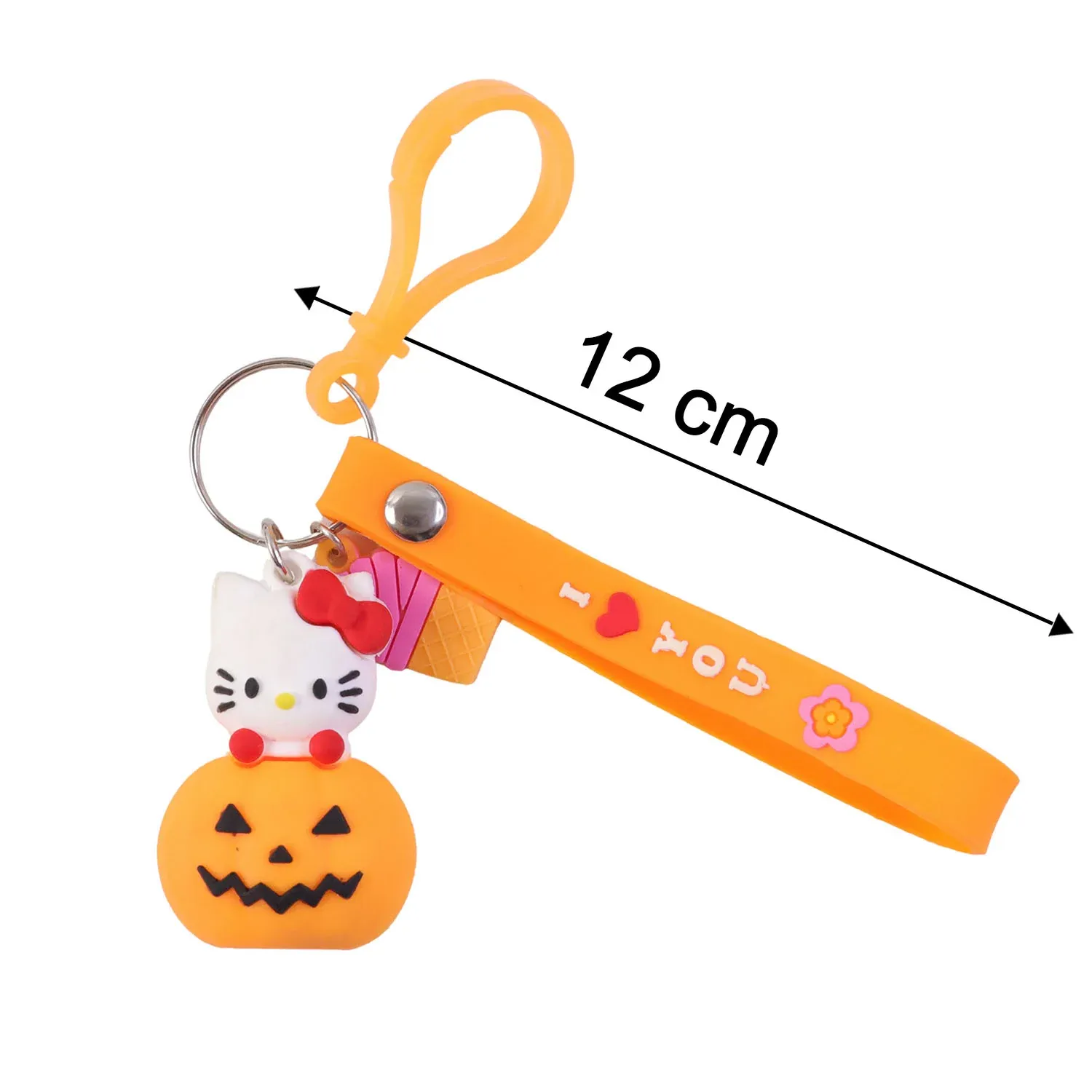 Kitty Pumpkin Keychain, Cute Cartoon Bag Charm Accessory - Detailed Feature View 5