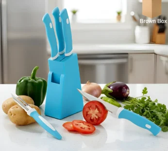 Stainless Steel Knife Set – 6 Pc Kitchen Tools with Stand | Indo Glow