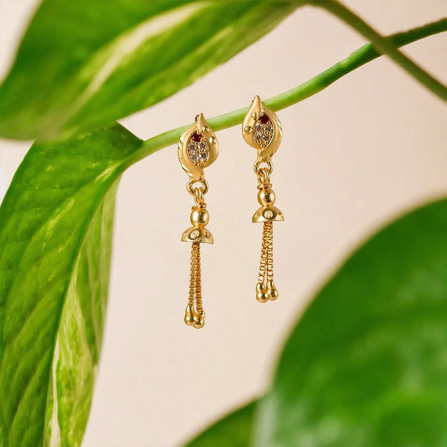 Traditional Gold Plated Earrings – Ethnic Jewelry with Elegant Design - Detailed Feature View 2