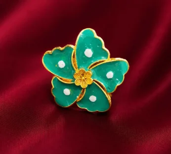 Elegant Teal Floral Statement Ring – Vintage Gold-Tone Design for Women