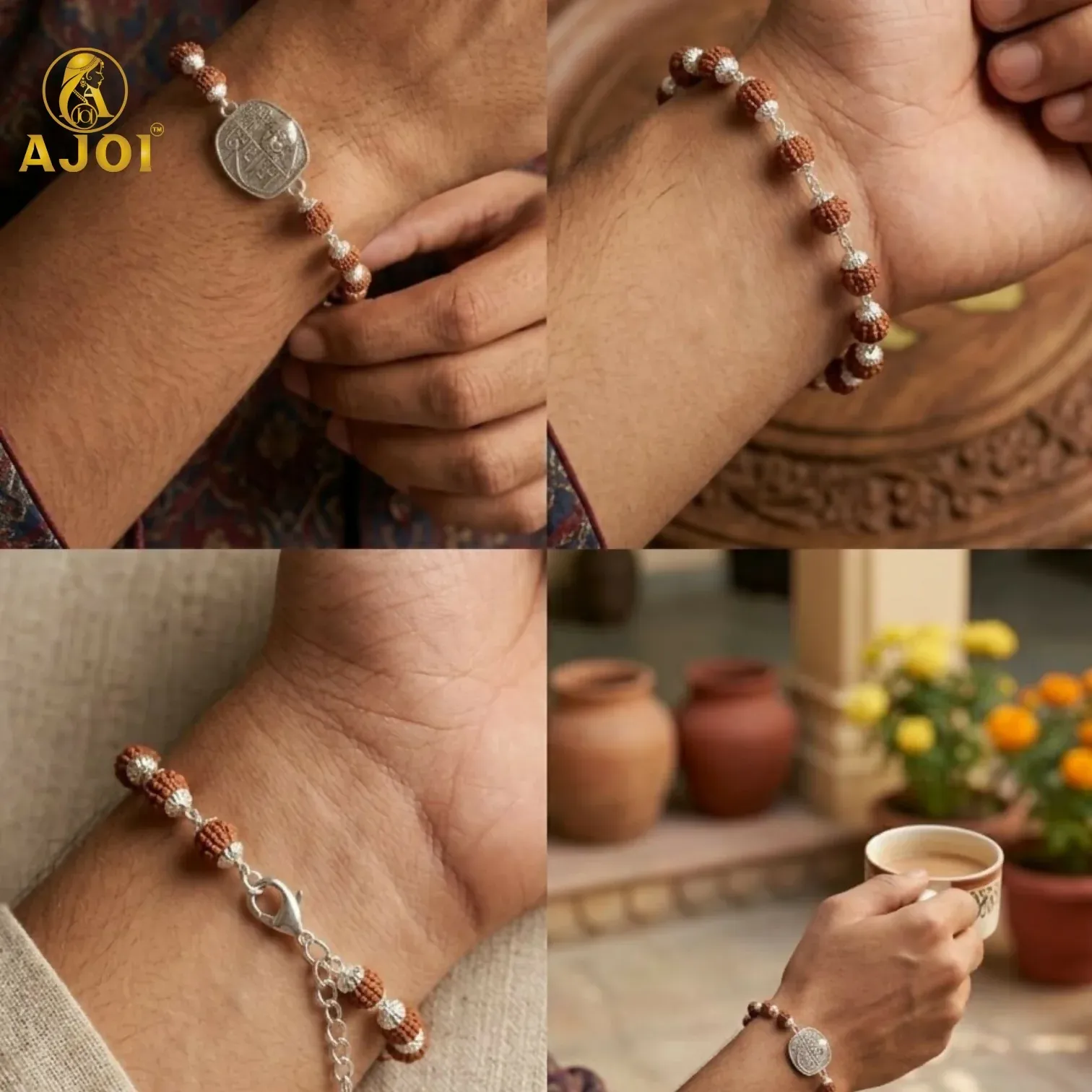 Shree Shyam Rudraksha Rakhi | Silver Plated Adjustable Rakhi - Detailed Feature View 2