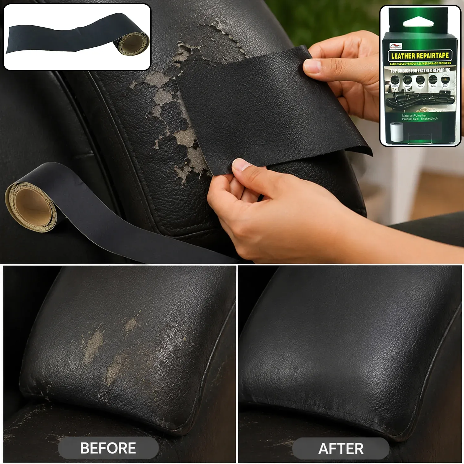 Premium Self Adhesive Leather Repair Patch Tape 3 x 60 Inch for Sofa Car Seat (1 Pc) - Buy Online at Alikart