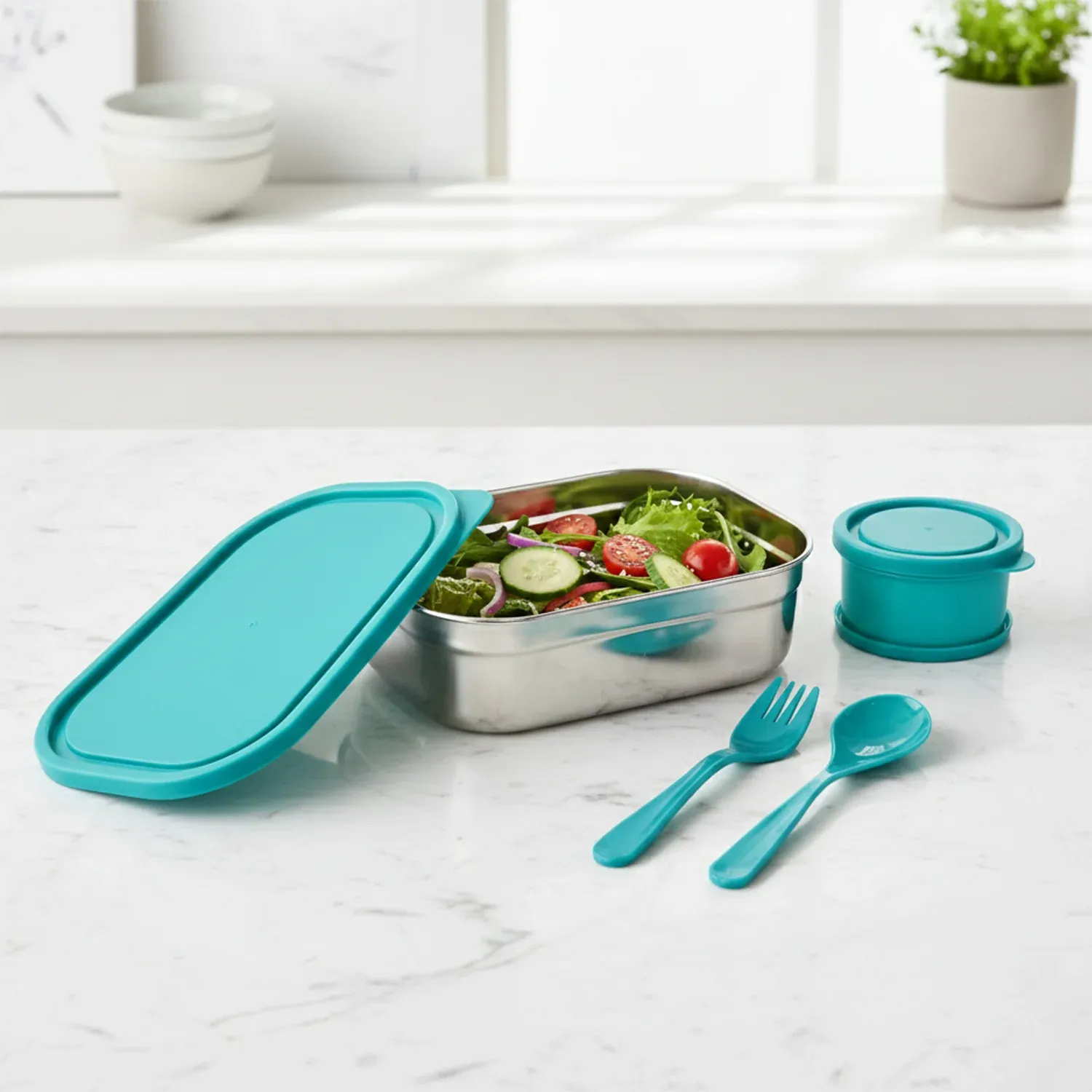 Stainless Steel Lunch Box Set – Leak-Resistant with Cutlery - Detailed Feature View 2