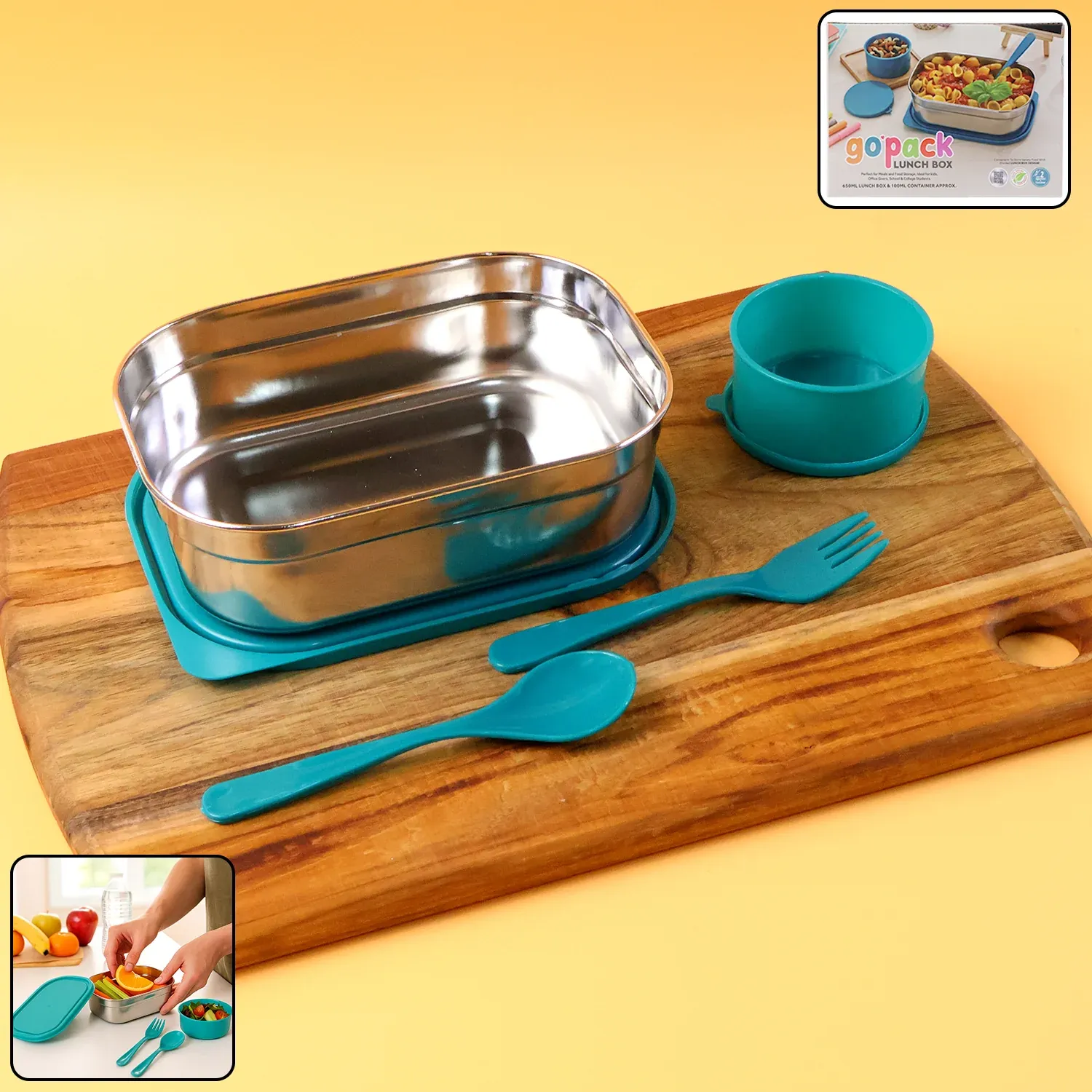 Stainless Steel Lunch Box Set – Leak-Resistant with Cutlery - Detailed Feature View 1
