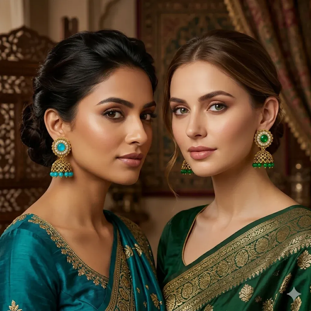 Multicolor Stone Jhumka Earrings – Elegant & Traditional Design - Detailed Feature View 3