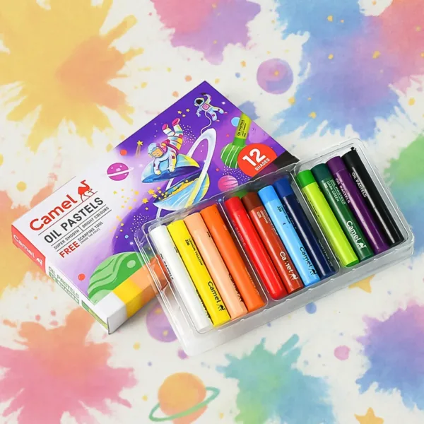 Camel Oil Pastels – 12 Assorted Vibrant Shades with Scraping Tool