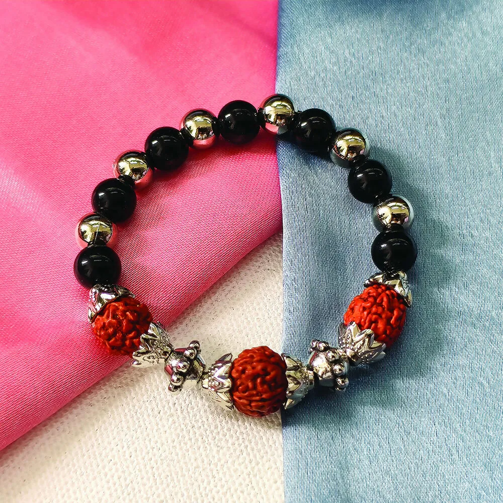 Premium Rudraksha Bracelet – Spiritual Balance with Black Beads - Buy Online at Alikart