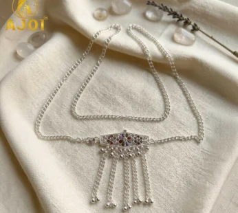 Silver-Toned Oxidised Kamarband Ethnic Belly Chain