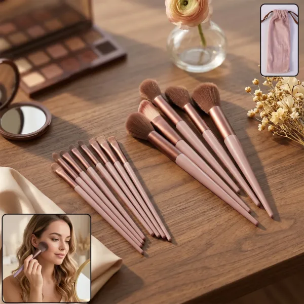 Professional Makeup Brush Set – Complete 13-Piece Collection with Pouch