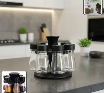 Revolving Plastic Spice Rack – 8 Jars with Rotating Stand