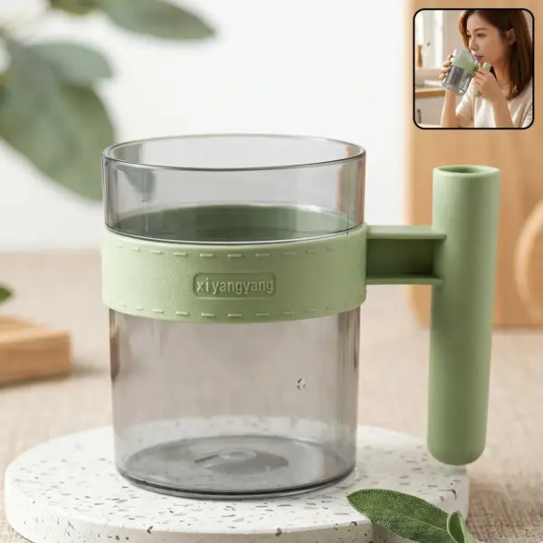 Transparent Plastic Cup with Handle Reusable Water Tea and Coffee M…