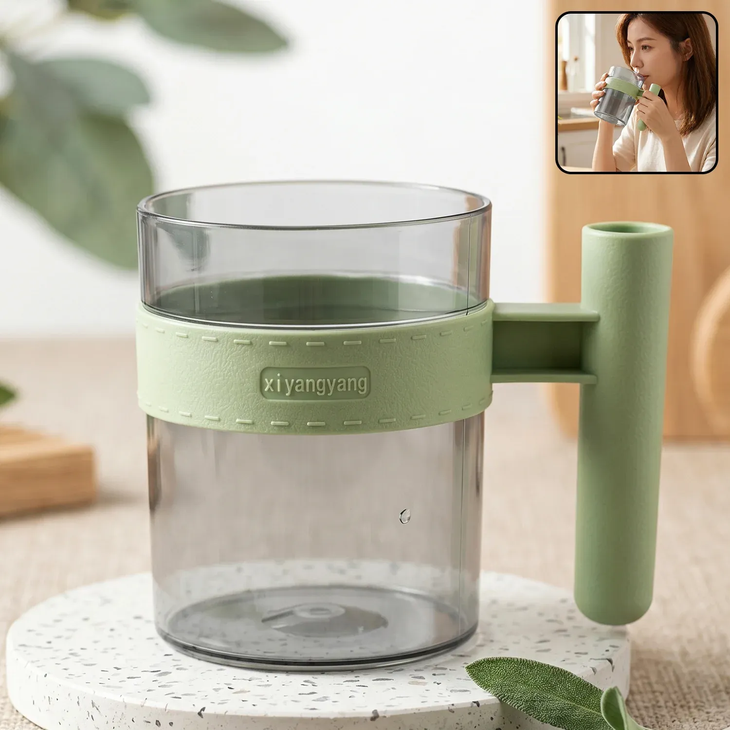 Premium Transparent Plastic Cup with Handle Reusable Water Tea and Coffee M... - Buy Online at Alikart