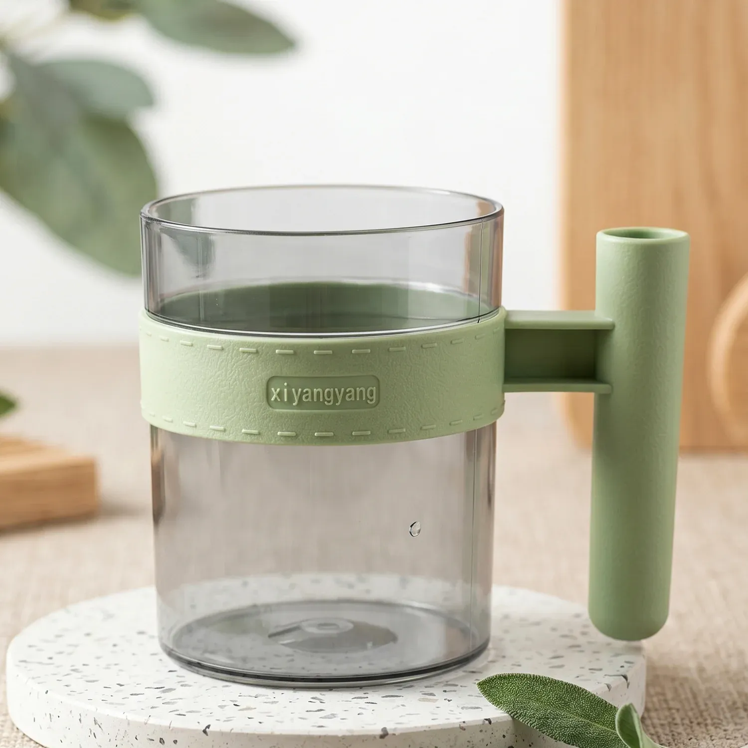 Transparent Plastic Cup with Handle Reusable Water Tea and Coffee M... - Detailed Feature View 6