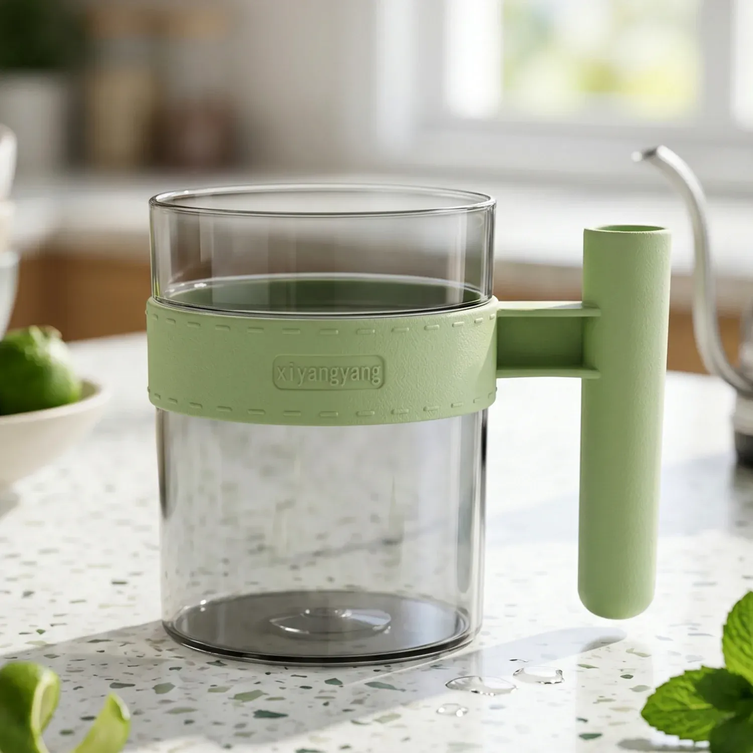 Transparent Plastic Cup with Handle Reusable Water Tea and Coffee M... - Detailed Feature View 7