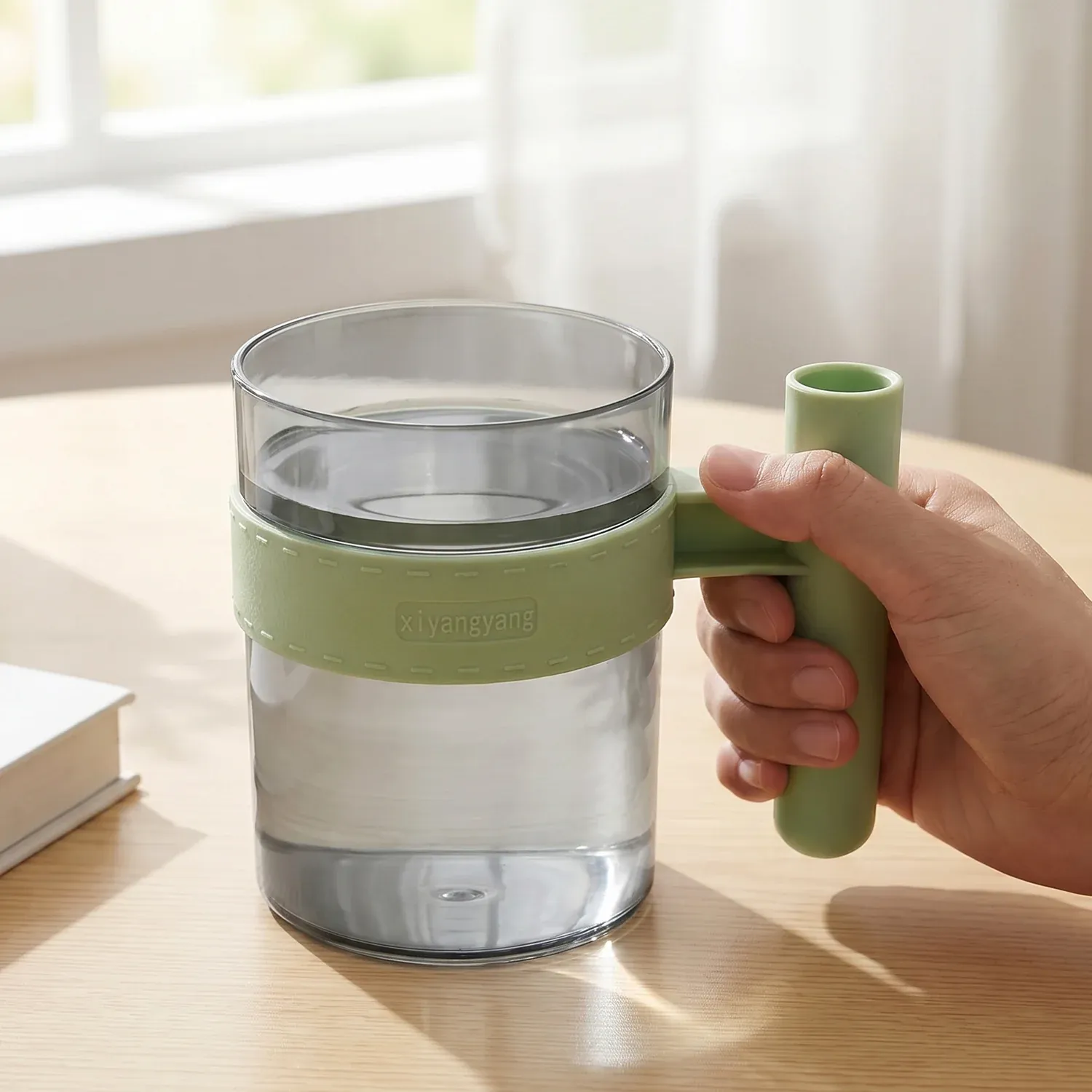 Transparent Plastic Cup with Handle Reusable Water Tea and Coffee M... - Detailed Feature View 3